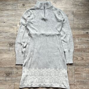 Fair Isle Sweater Dress Marissa Webb x RTR Lookalike Small Gray White Nordic Vtg